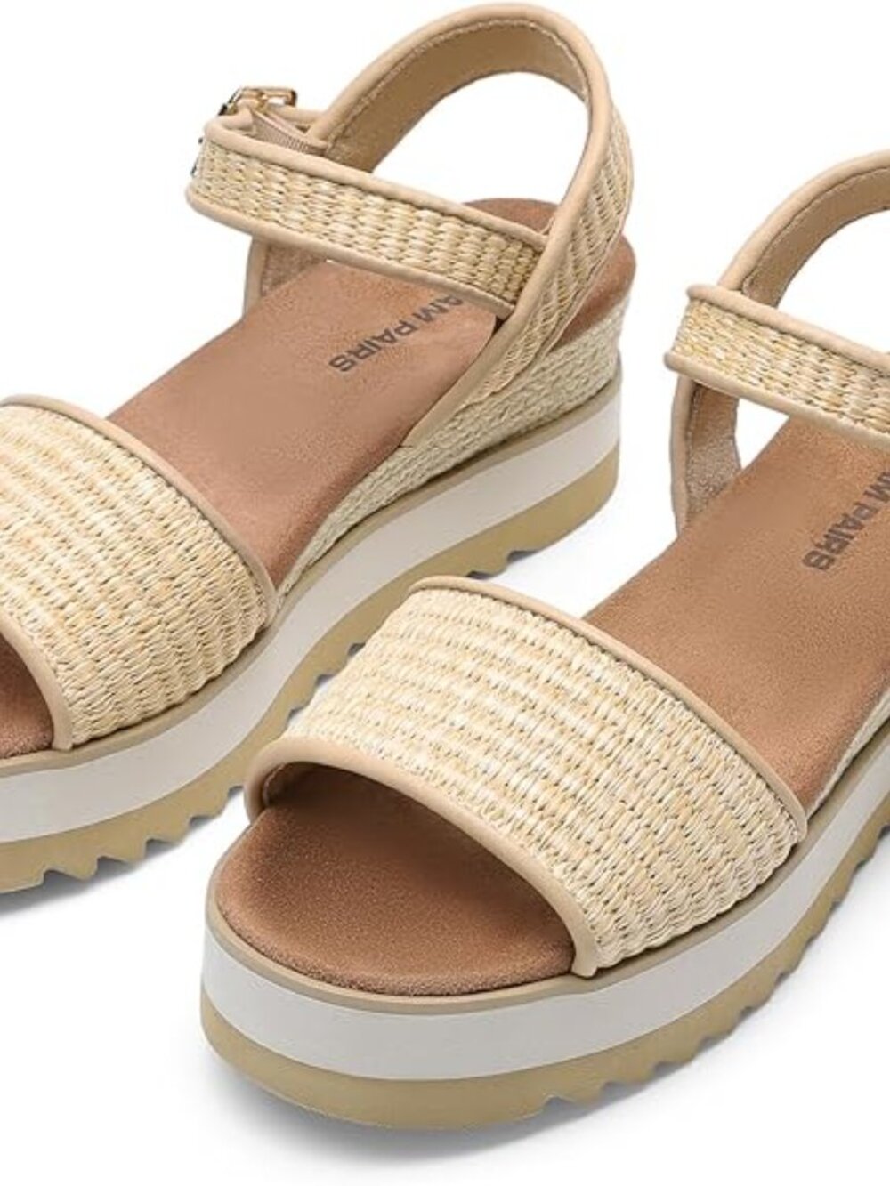 Women's Open Toe Buckle Ankle Strap Espadrille Platform Wedge Sandals - Picture 5 of 5
